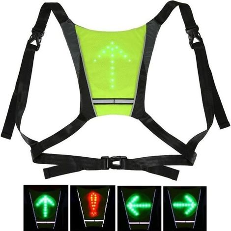 Vélo Réfléchissant Gilet Lumière Sac À Dos LED Sans Fil Sécurité Tournant Signal Lumière Gilet Pour Rouler Nuit Avertissement (1/4)