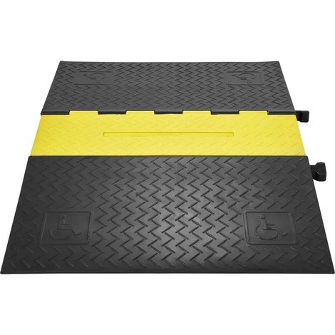 Rampa de protección de cables, soporte robusto, diseño antideslizante, color negro. (1/2)