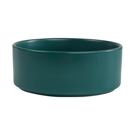 Gamelle en céramique pour chien et chat avec support en bois, bol incliné anti-fuite pour nourriture et eau, vert, diamètre 11 cm (1/4)