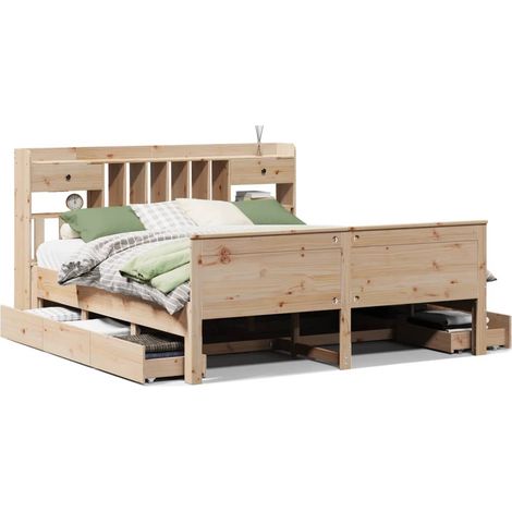 Maison Exclusive - Massivholzbett mit Regal ohne Matratze 180x200