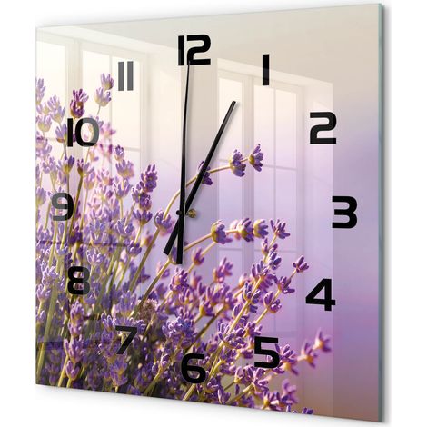 Grande Horloge Murale Carrée Cuisine en Verre Silencieuse Design Moderne Décorative Lavande 60x60 cm (1/5)