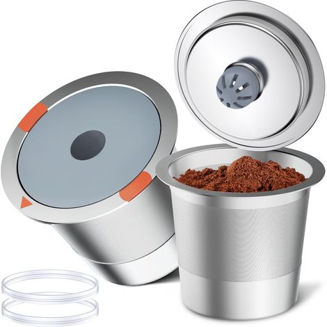 Dosettes K-Cup réutilisables, dosettes à café en acier inoxydable universelles pour machines à café Keurig 2.0 et 1.0 (lot de 2) (1/5)