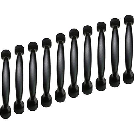 10x 96mm La porte noire d'armoire de cuisine tire la poignée de tirette de meubles de chambre de tiroir de placard