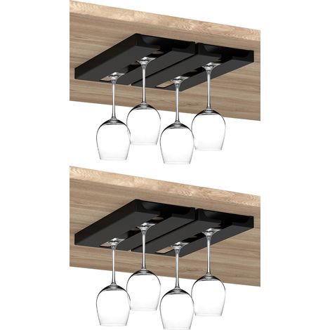 Hängende Weinglasregale aus ABS, weiß und schwarz, 4er-Pack, Unterbau-Barregal, Frontplatte 25,3 cm x 11 cm (1/5)