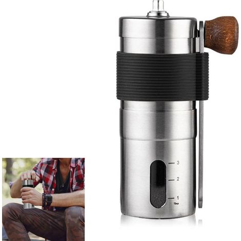 Tragbare Kaffeemühle, Handmühle, Keramikmühle, 20 g Fassungsvermögen, einstellbarer Mahlgrad, geeignet für den Einsatz im Freien.