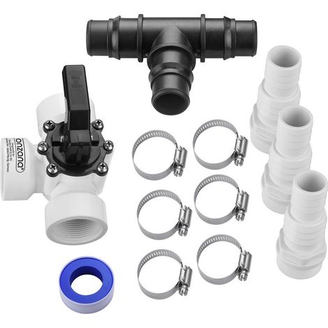 Kit de dérivation 12 pièces – Vanne 3 voies avec robinet d'arrêt – Pour pompes à chaleur et systèmes solaires – Tuyaux Ø 32/38 mm (1/5)