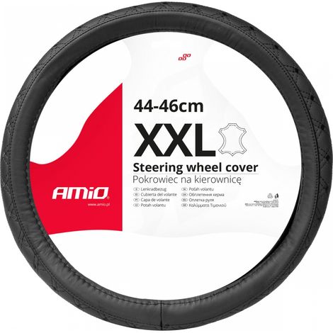 Funda de cuero acolchada para volante de coche XXL 44-46cm SWC-51-XXL amio-03564 (1/4)