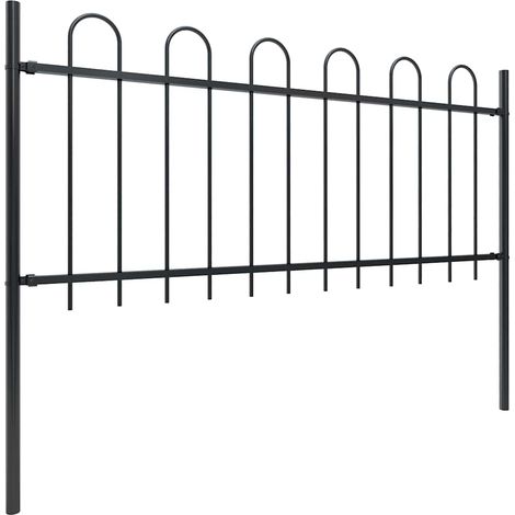 Clôture de jardin avec dessus en cerceau Acier 10,2x0,8 m Noir CFW50784 (1/5)