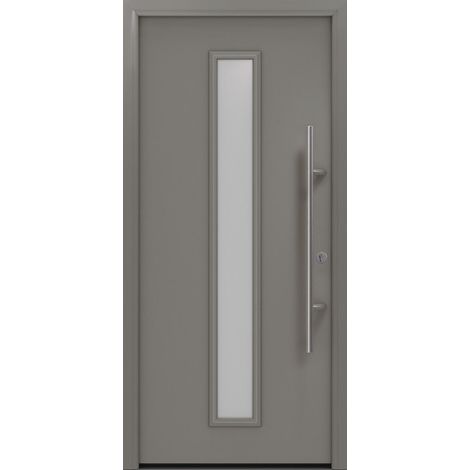 Puerta de entrada metálica PRO gris RAL9007 Satinato B1100mm H2100mm recta RC2 DIN EN1627
