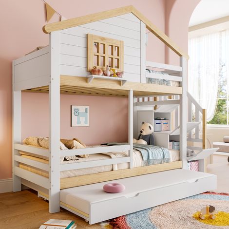 letto 90x200 estraibile con scala contenitore bianco OKMYHOME (1/5)