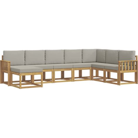 Set di divani da esterno 8 pz 8-Posti Bianco e Grigio Chiaro vidaXL (1/5)