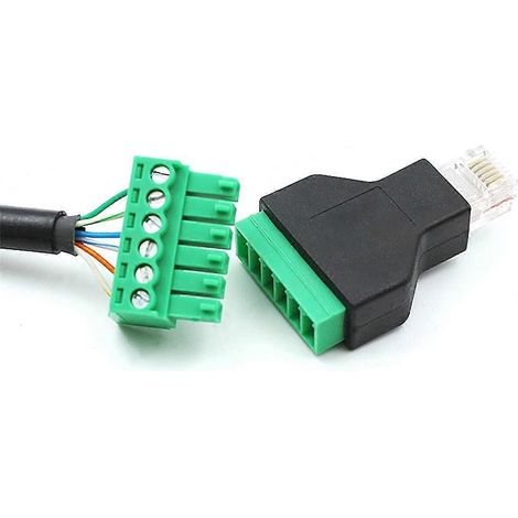 Lot de 5 adaptateurs RJ12 mâle vers bornier à vis 6 broches pour rallonge de câble de combiné Cat3, RJ12 6P6C M (1/5)