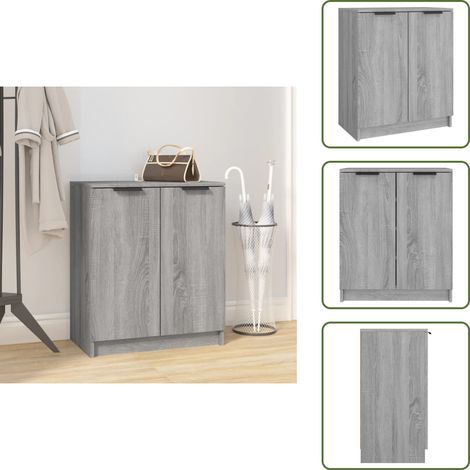 Almacenamiento de zapatos - vidaXL Mueble zapatero de madera contrachapada gris Sonoma 59x35x70 cm - Mueble de madera