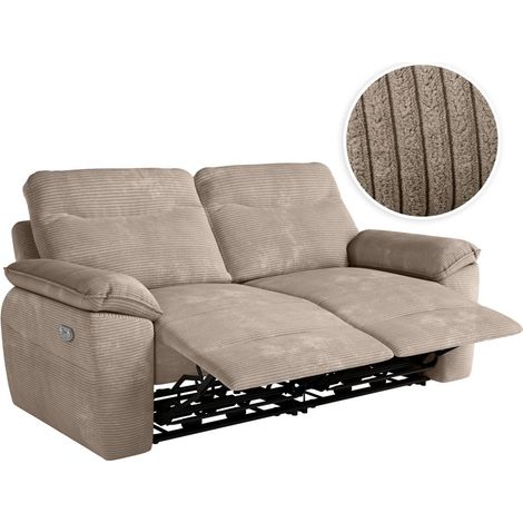 Loungitude – Canapé relax électrique 3 places en velours côtelé – Commande électrique – Prise USB intégrée – Fabrication européenne (1/5)
