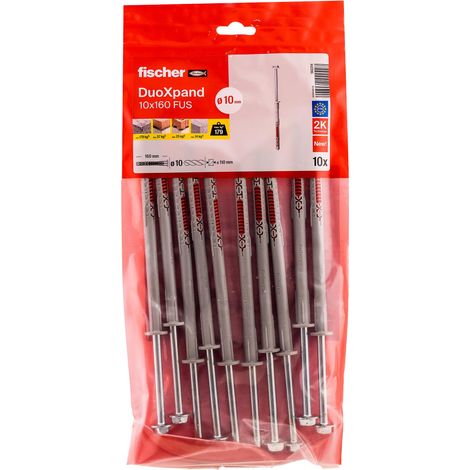 Lot de 10 chevilles universelles avec vis à tête hexagonale et rondelle en U moulée (10 pièces), chevilles pour un maintien solide, idéales pour les matériaux de (1/5)