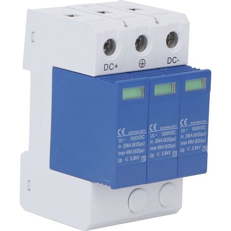 Parafoudre SPD Photovoltaïque Disjoncteur DC1000V 40KA Bleu et Blanc Tripolaire (1/5)