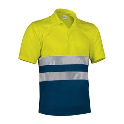 Polo manga corta de alta visibilidad - EN 20471 Build 3XL Amarillo fluor / Azul marino