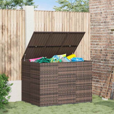 vidaXL Baúl para cojines de jardín ratán PE marrón 145x100x103 cm (1/5)