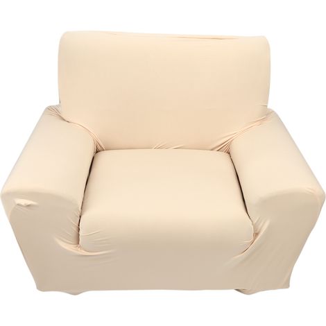 Solid Pure Colour Plush Stretch Polyester Couch Sofa Cover Protector Beige