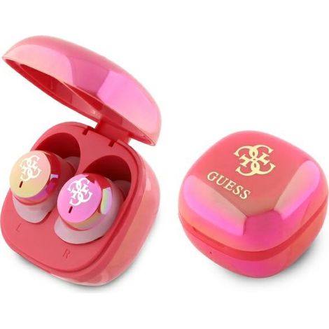 Guess TWS Bluetooth-Kopfhörer mit fuchsiafarbener, schillernder Dockingstation (1/5)