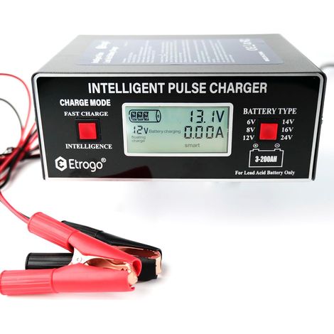 Chargeur Batterie Voitures 6V/ 8V/12V /24V Intelligent 250W 10A écran LCD avec Fonction de Détection Automatique + Réparation + Maintenance pour Moto Bateau et Coffre etc (1/5)