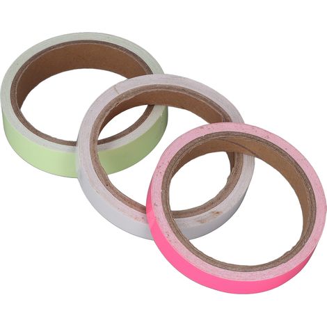 Lot de 3 rubans lumineux fluorescents réfléchissants de 5 m (16,4 pi) de long, verts, bleus et roses, pour signalisation nocturne (0,8 po). (1/5)