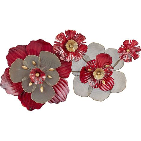 Wall Decor Flower SCANDIUM Metal 45 cm Red