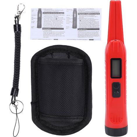 Handheld Metal Detector, 360° Detection Pinpointer with LCD Screen, LED Light, Sound and Vibration Alert for Gold Silver Copper, Portable Detector for Kids Adults Red