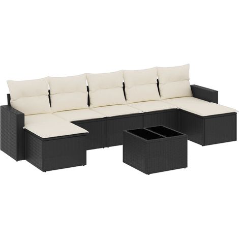 Set Divani da Giardino con Cuscini 8 pz Nero in Polyrattan vidaXL (1/3)