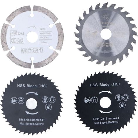 Mini lame de scie circulaire en acier allié, outils rotatifs de coupe, roue pour bois et plastique 85mm, 4 pièces/ensemble (1/5)
