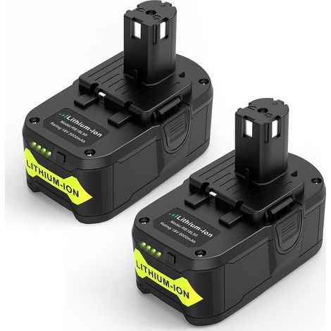 Lot de 2 Batteries de Rechange, au Lithium, 18 V, 5000 mAh, pour Batterie Ryobi 18 V RB18L50, BPL-1815, BPL-1820G, BPL1820, BPL18151, P102, P103, avec Lampe d'affichage (1/5)