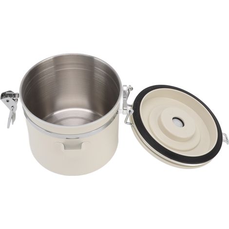 Boîte à café hermétique en acier inoxydable 304 avec valve et dosette pour café moulu, thé et autres aliments. Petit format : 1,2 L. (1/5)