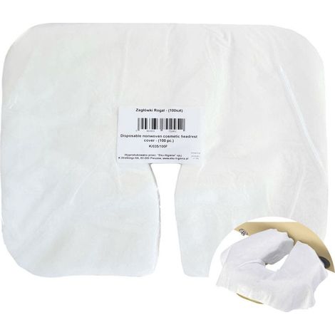 Cuscino poggiatesta, a forma di mezzaluna, 29 cm x 36 cm, grande, bianco, tessuto non tessuto, 100 pezzi. (1/3)