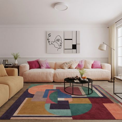Tapis design EtherealMotifs - Designertapis - 290x190cm, Rectangular - 100% Laine vierge - Tufté main - Multicolore