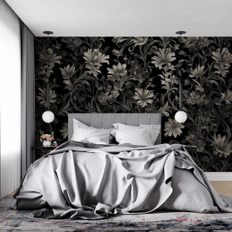 Papier peint noir fleur - 150 x 250 cm (1/2)