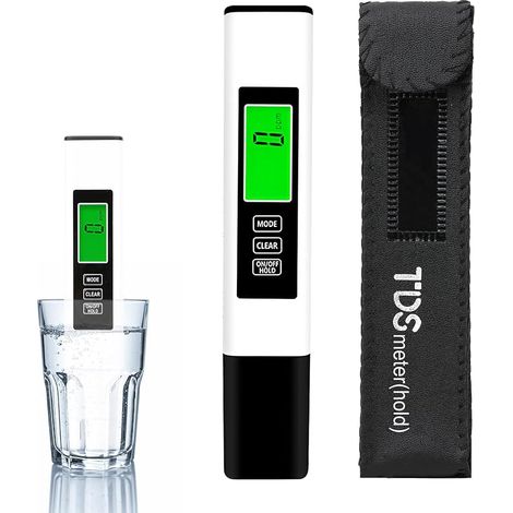 Testeur Eau Potable Numérique TDS Meter, 3 en 1 EC/TDS/Température avec Ecran LCD Test Dureté de l'eau Electronique 0-999ppm Moniteur de Qualité d'eau pour Aquarium Hydroponie, Piles LR44 x2 Incluses (1/5)