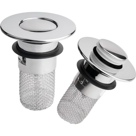 Lot de 2 bondes lavabo universelles 30-40mm pop-up avec panier attrape-cheveux (1/4)