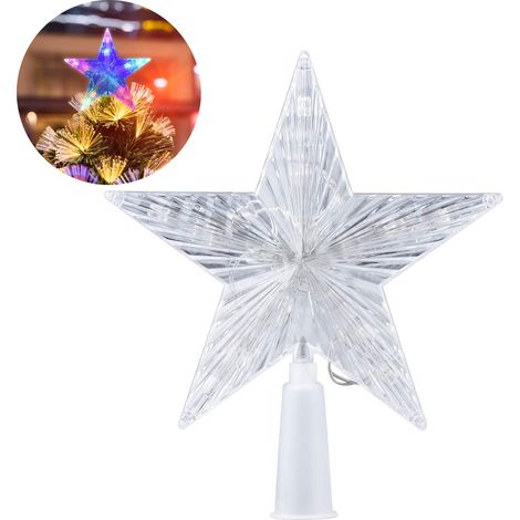 AsperX Weihnachtsbaum Stern Mehrfarbiger Christbaumspitze Weihnachtsstern Baum Stern Weihnachtsbaumspitze Light Batterybetriebener Tree Topper für Weihnachten(Actualized)