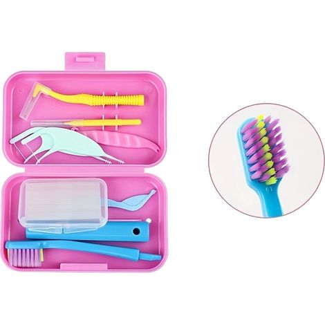 Kit portátil de limpieza bucal, cuidado dental completo, rosa. (1/2)