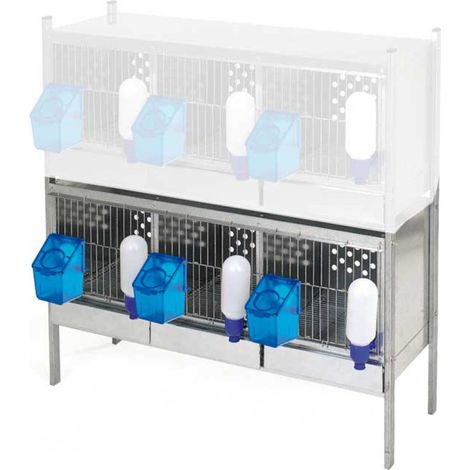 Cage à perdrix à 3 compartiments 100,5 x 45 x 60 cm  Cage galvanisée avec mangeoires et abreuvoirs  Cage extensible (1/5)