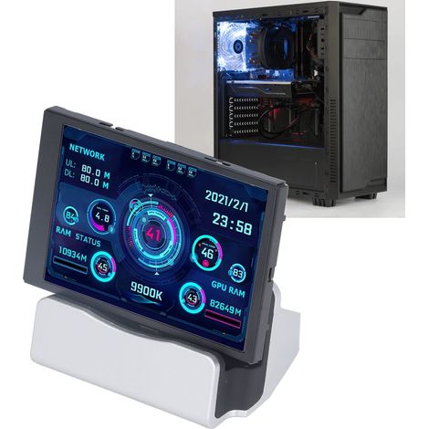 Kombiniertes 3,5-Zoll-Monitor-Überwachungsset für Mini-ITX-Gehäuse, IPS Typ-C, Zweitbildschirm, CPU-, GPU-, RAM-, HDD-, USB-Überwachung, Displayfreiheit, AIDA64 mit dedizierter Unterstützung. (1/5)