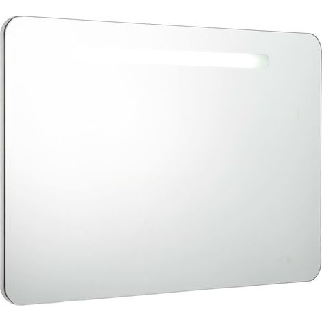 Armoire de salle de bain à miroir led 80 x 9,5 x 55 cm MDF blanc (1/5)