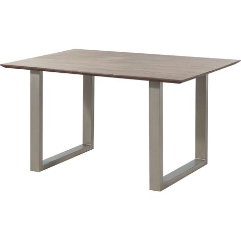 Esstisch Akazie 160x90 grau lackiert / U-Beine silber matt SWISS EDGE
