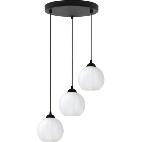 Lámpara colgante Costa negra de 3 luces, con casquillo E27 OW blanco. (1/5)
