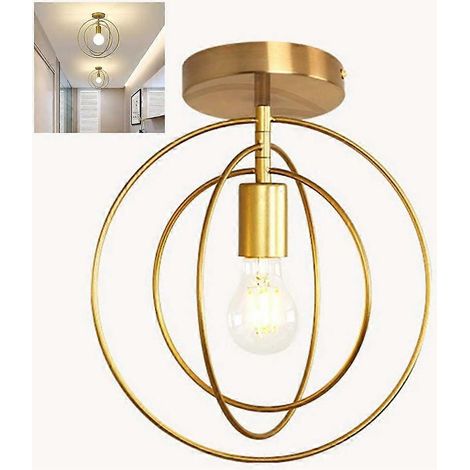 E27 Deckenleuchte, Vintage-Plafonier-Industrie-Käfig in Form einer runden und metallischen Plafonnier-Aufhängung, für Salon, Schlafzimmer, Wohnzimmer, Schlafzimmer, Wohnzimmer