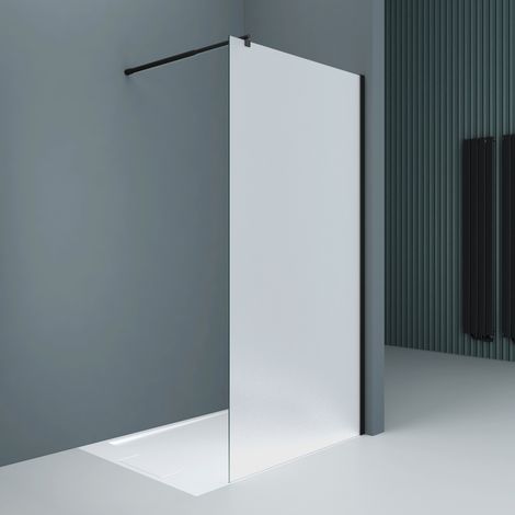 doporro Duschwand Duschtrennwand 100x200 Walk-In Dusche mit Stabilisator aus Echtglas 10mm ESG-Sicherheitsglas satiniert inkl. Nanobeschichtung