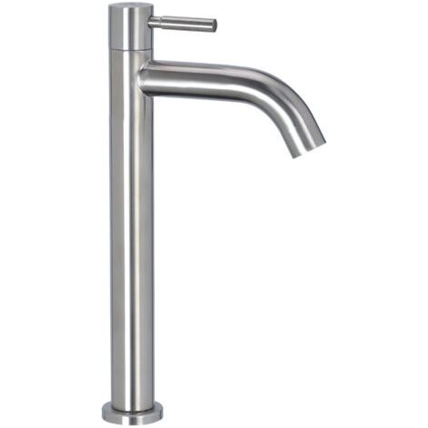 Robinet de salle de bain à poignée unique en acier inoxydable, robinet d'évier d'eau chaude et froide (1/4)