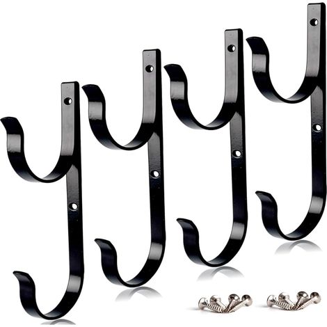 Lot de 4 crochets en aluminium pour poteaux de piscine résistants avec vis, crochets parfaits pour la piscine, les bâtons télescopiques, les écumeurs, les équipements de jardin, etc. (1/5)