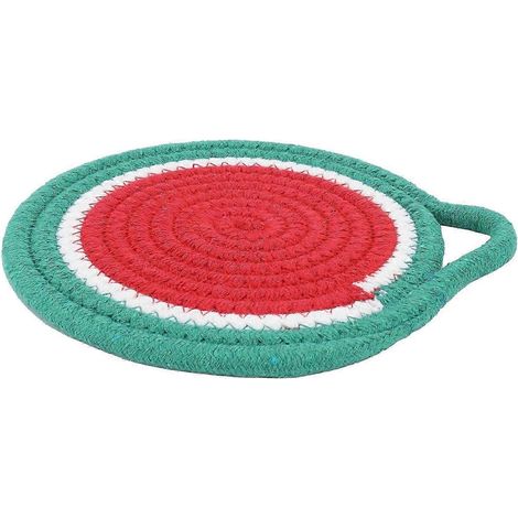 Set de table en forme de fruit, isolant, en corde de coton, style nordique, rouge, taille S. (1/5)