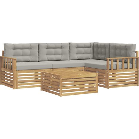 Set di divani da esterno 5 pz 4-Posti Bianco e Grigio Chiaro vidaXL (1/5)